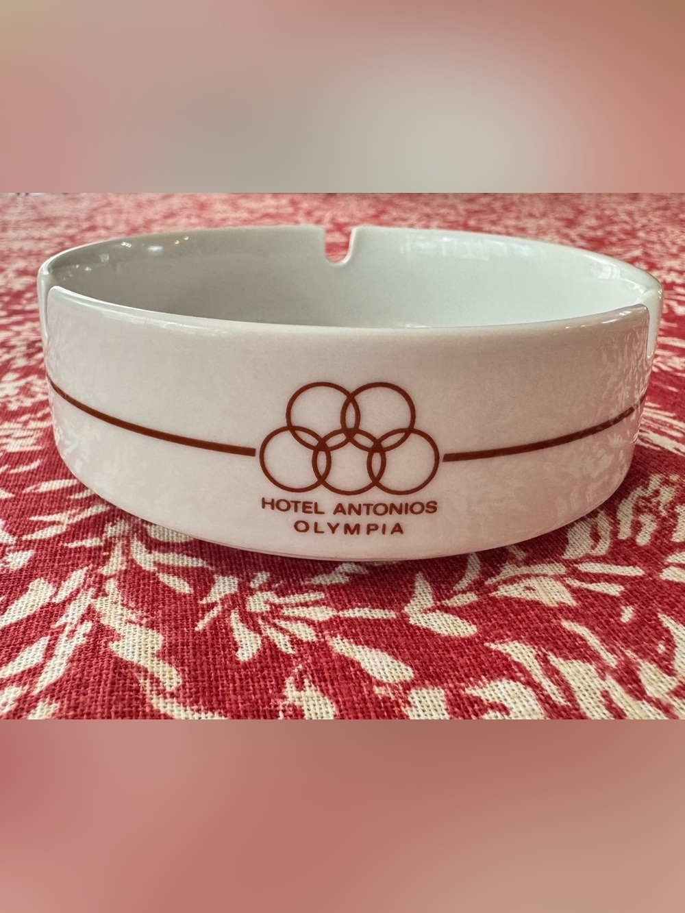 Vintage IONIA Greece Hotel Antonios Olympia Ceramic Ashtray - Mid Century